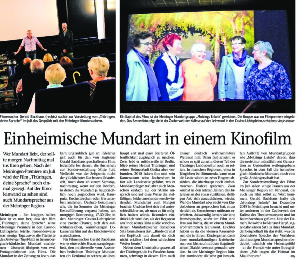 Einheimische Mundart in einem Kinofilm